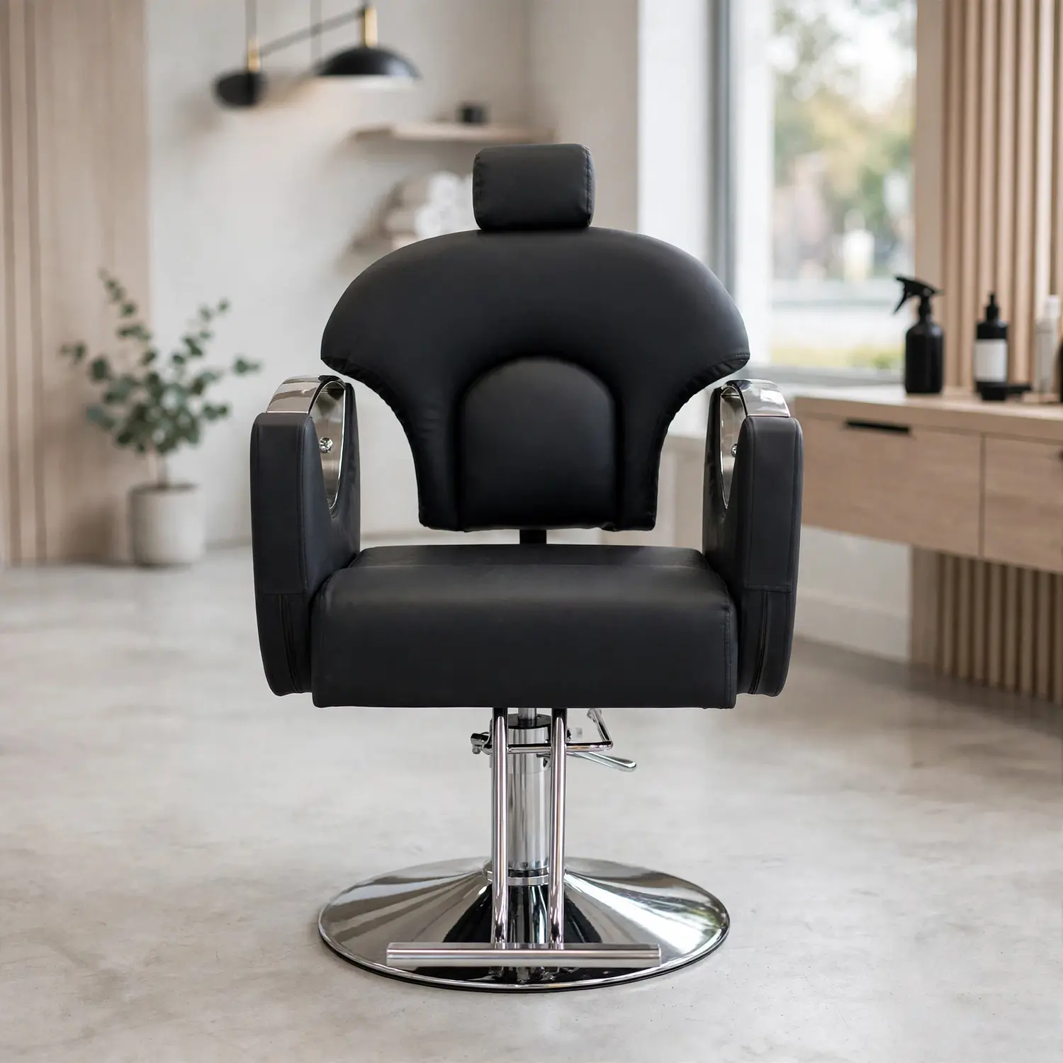 Sillón de Barbería Roma Profesional Hidráulico Negro 5