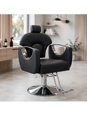 Sillón de Barbería Roma Profesional Hidráulico Negro