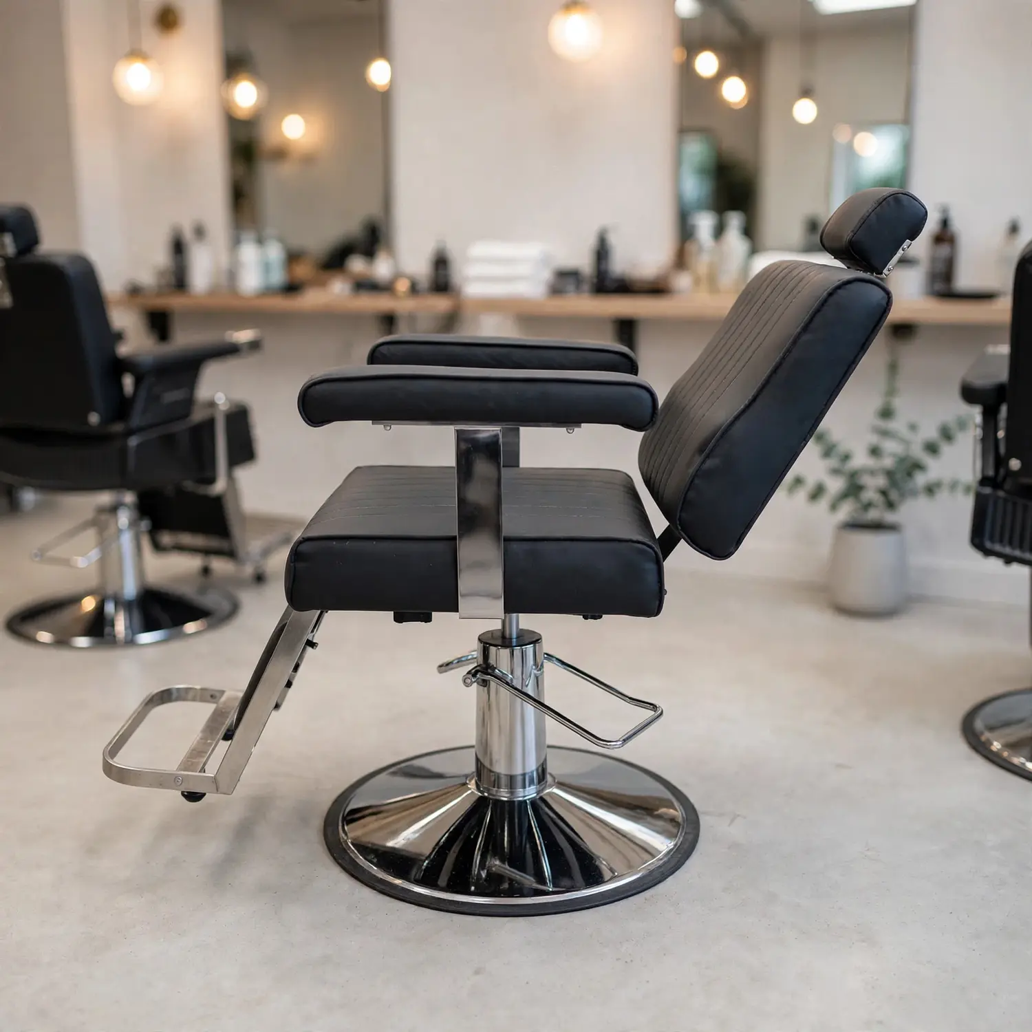 Sillón Barbería Profesional Reclinable Negro Sevilla 3