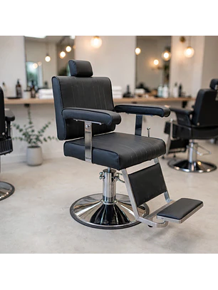 Sillón Barbería Profesional Reclinable Negro Sevilla