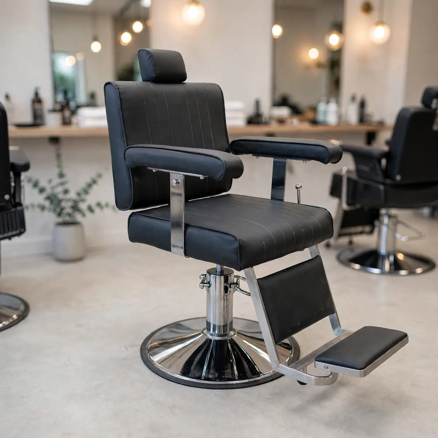 Sillón Barbería Profesional Reclinable Negro Sevilla 1