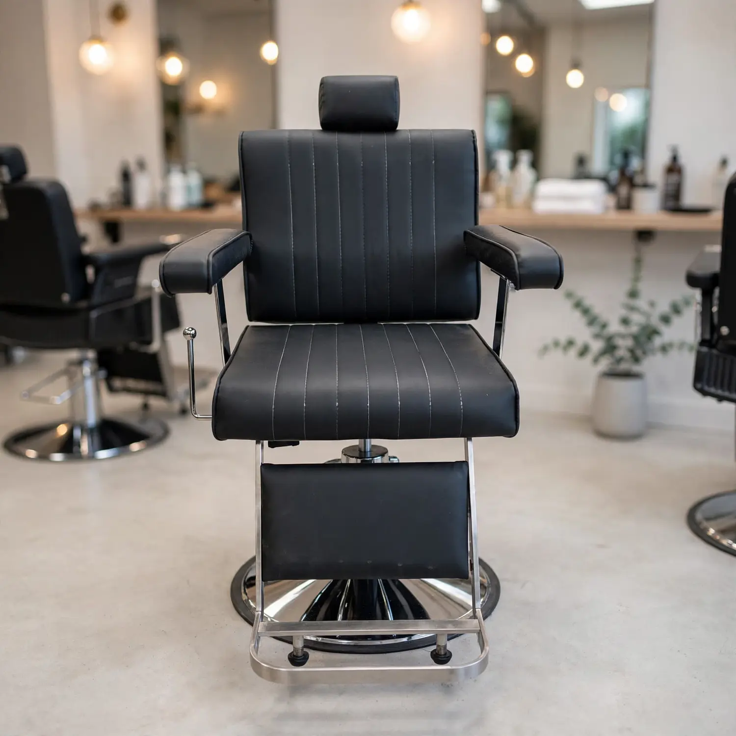 Sillón Barbería Profesional Reclinable Negro Sevilla 4