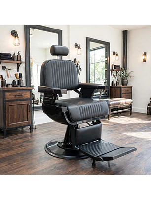 Sillón Barbería Negro Profesional Hidráulico Reclinable