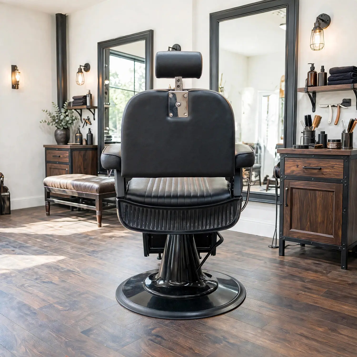 Sillón Barbería Negro Profesional Hidráulico Reclinable 4