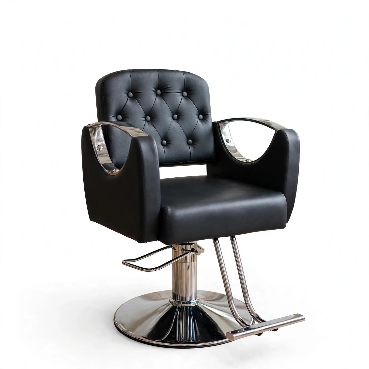 Sillón Barbería Hidráulico Sofia Negro Cromado Profesional 5