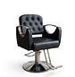 Sillón Barbería Hidráulico Sofia Negro Cromado Profesional - Miniatura 5