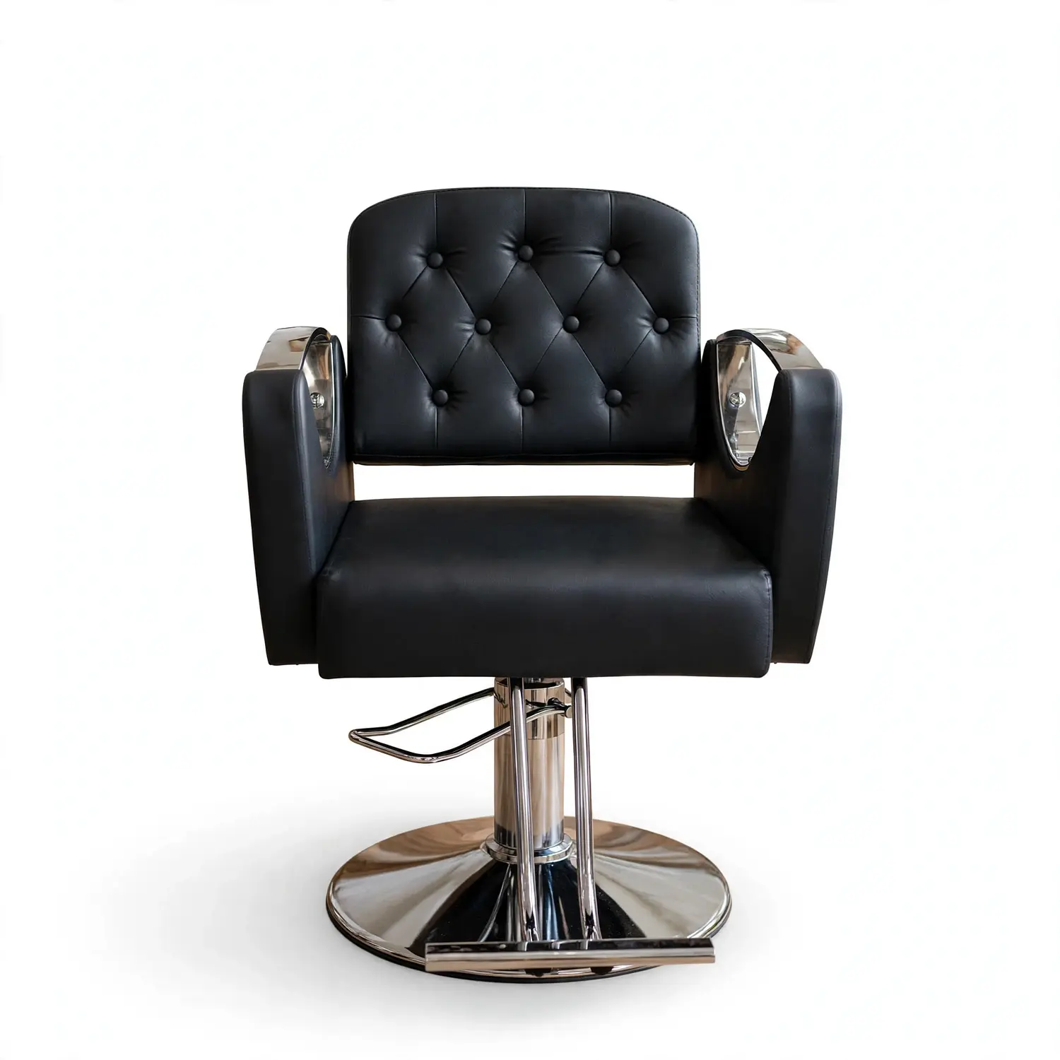 Sillón Barbería Hidráulico Sofia Negro Cromado Profesional 6