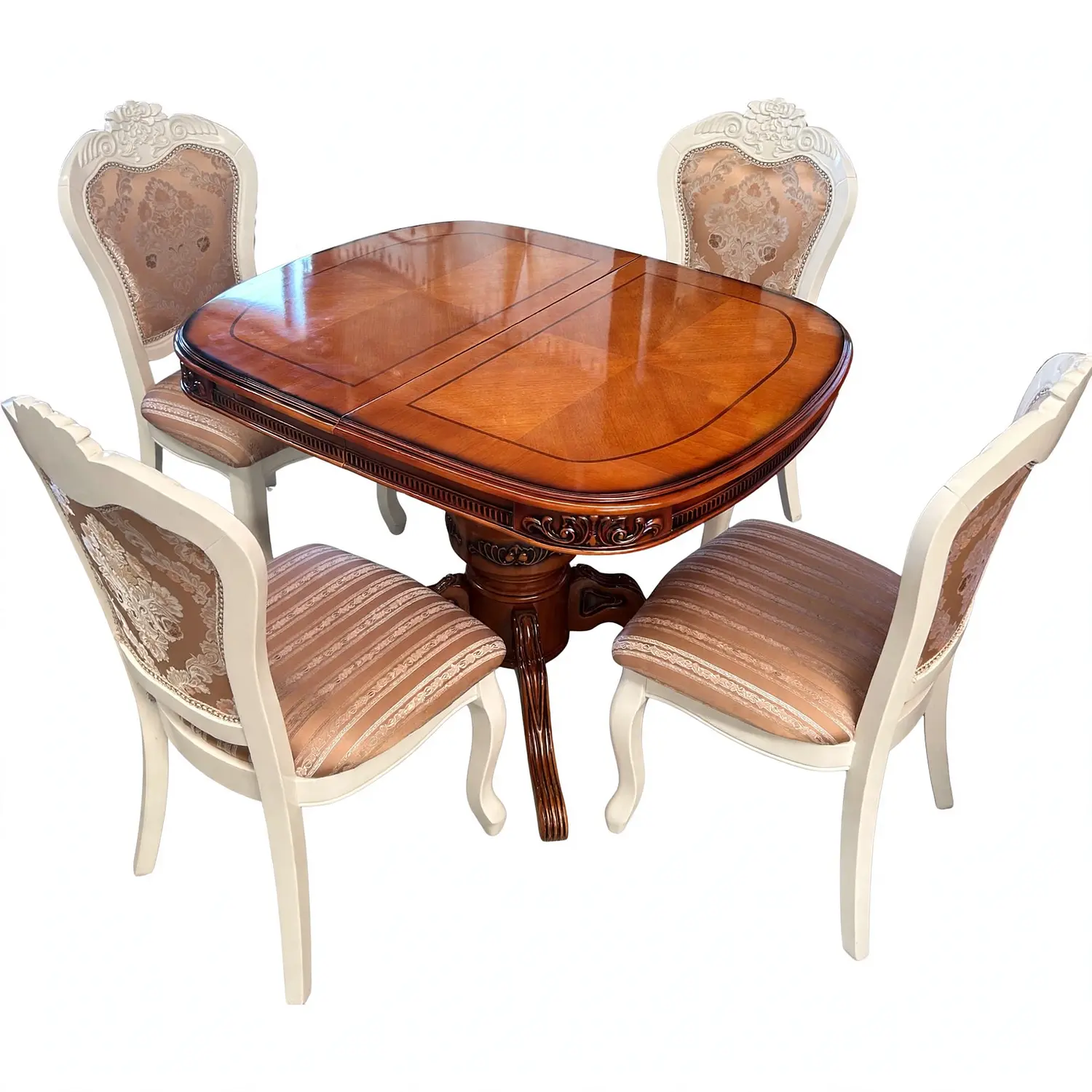Comedor Extensible Ovalado Royal y 4 Sillas de Madera Roble Americano 23