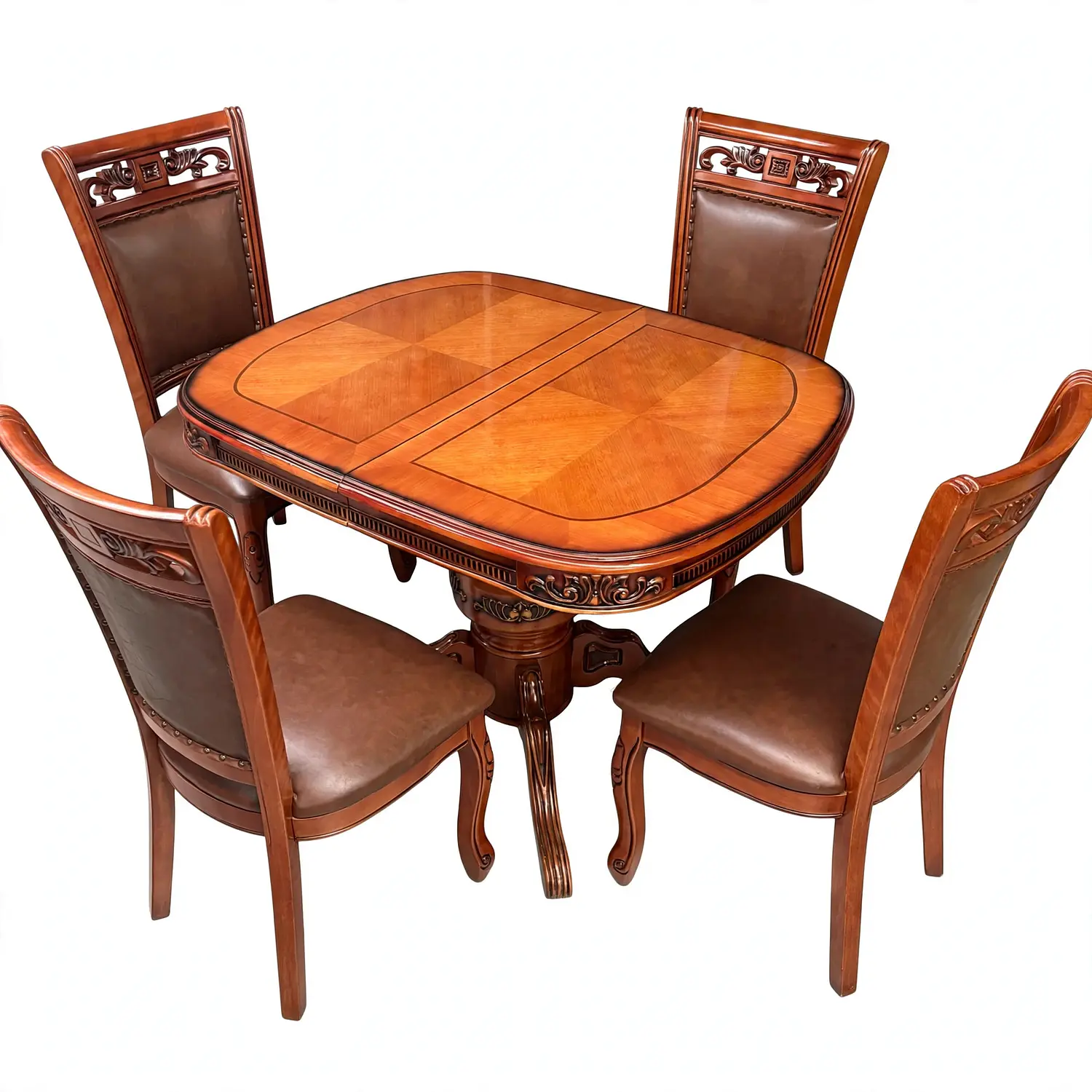 Comedor Extensible Ovalado Royal y 4 Sillas de Madera Roble Americano 29