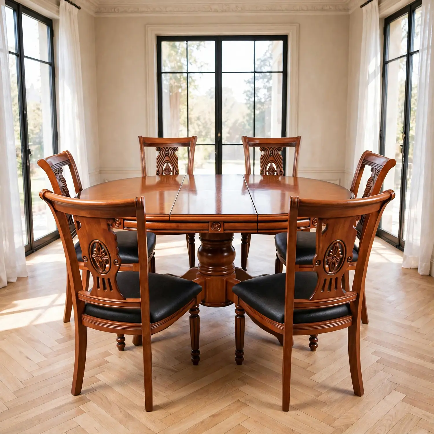 Comedor Extensible Imperial de 6 Puesto en Roble Americano 7