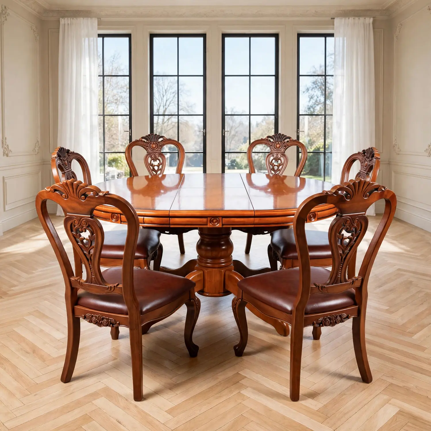 Comedor Extensible Imperial de 6 Puesto en Roble Americano 13