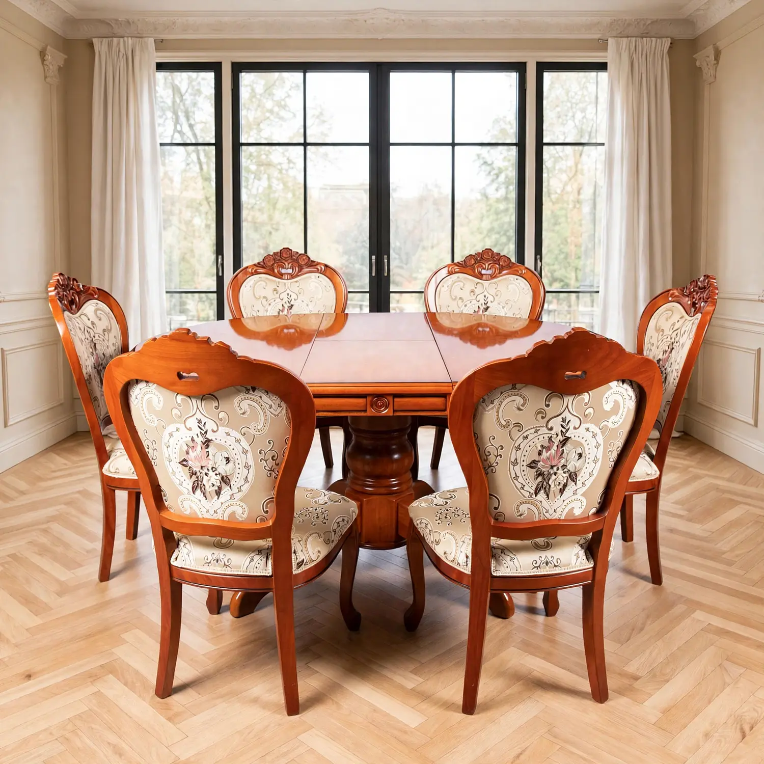 Comedor Extensible Imperial de 6 Puesto en Roble Americano 16