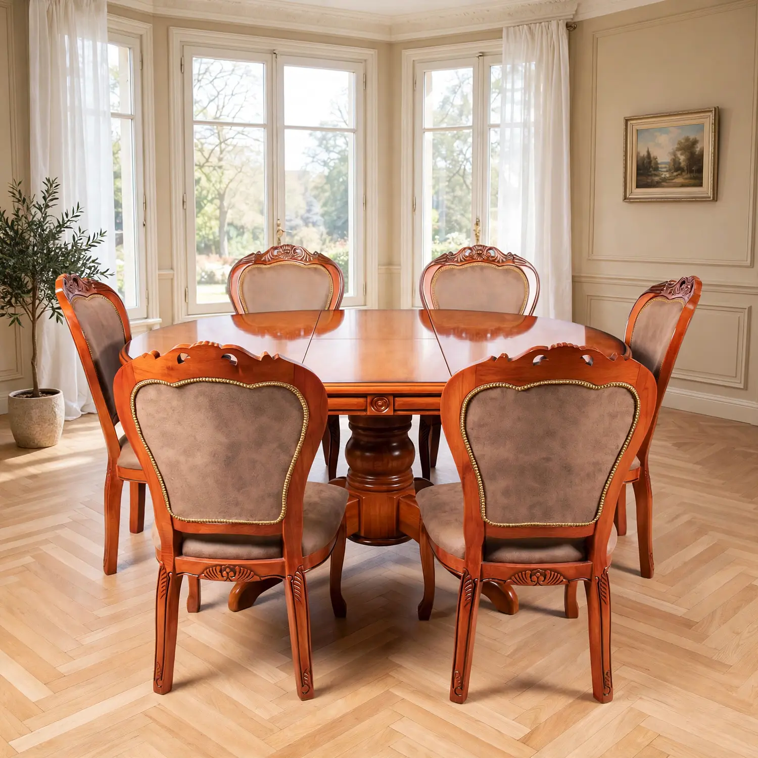 Comedor Extensible Imperial de 6 Puesto en Roble Americano 19