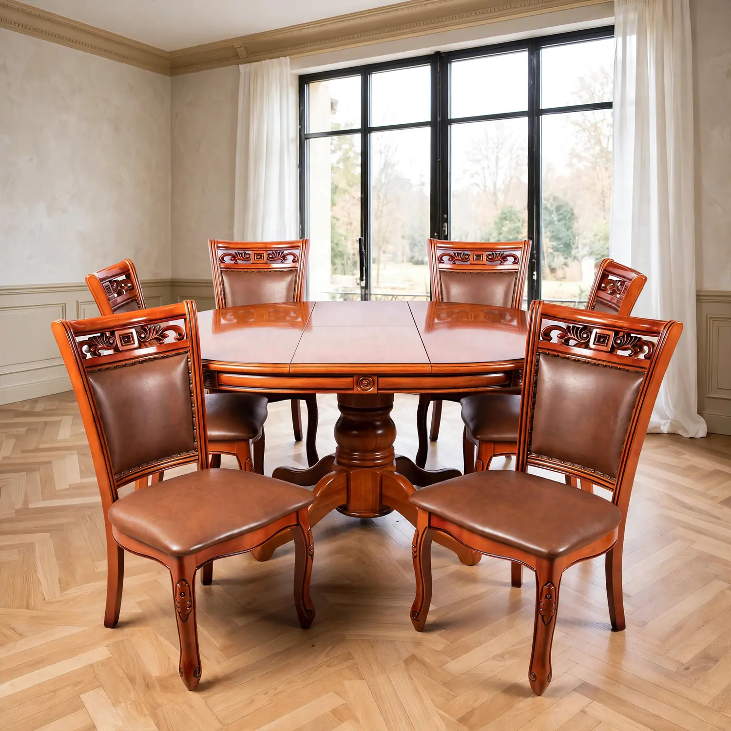 Comedor Extensible Imperial de 6 Puesto en Roble Americano 28