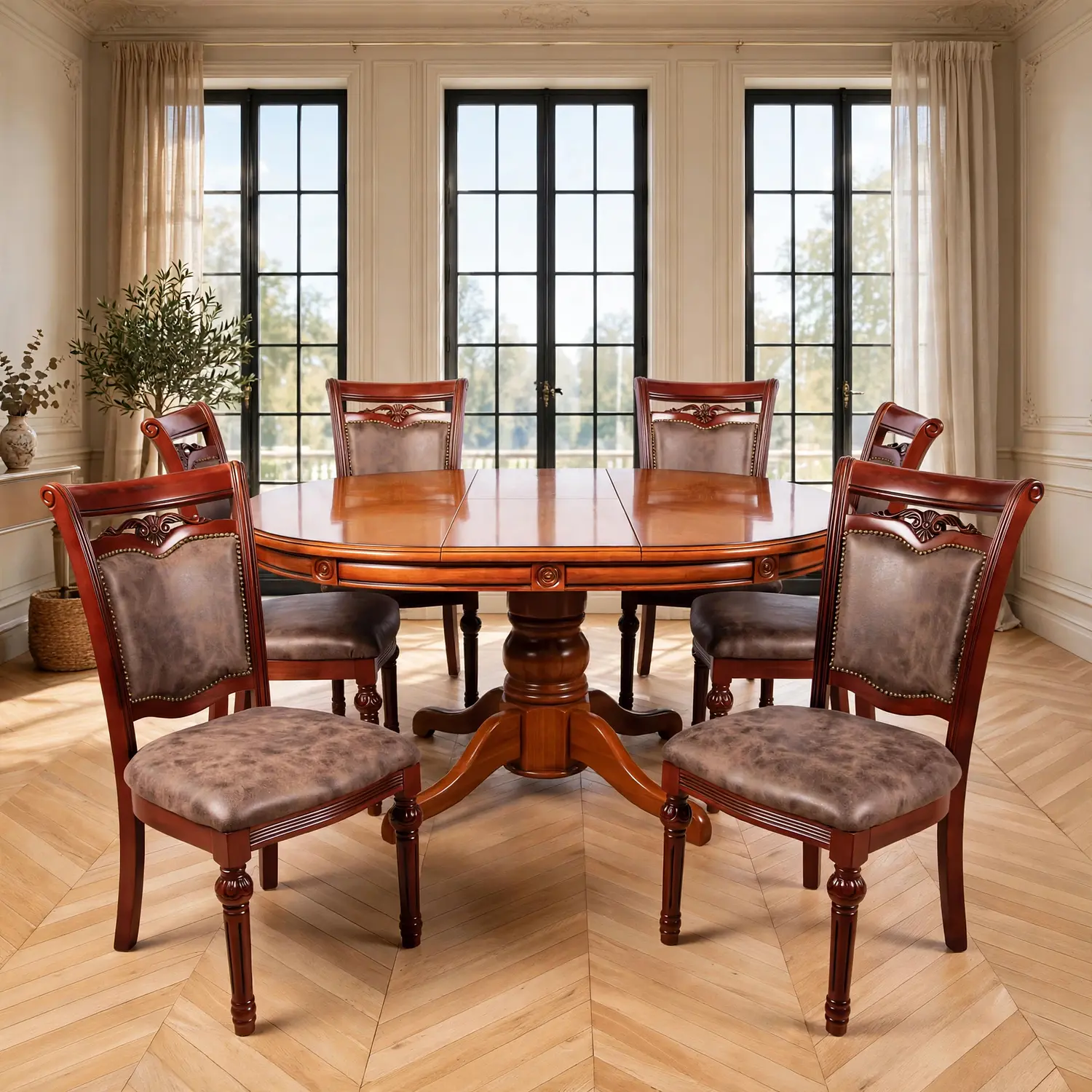 Comedor Extensible Imperial de 6 Puesto en Roble Americano 31