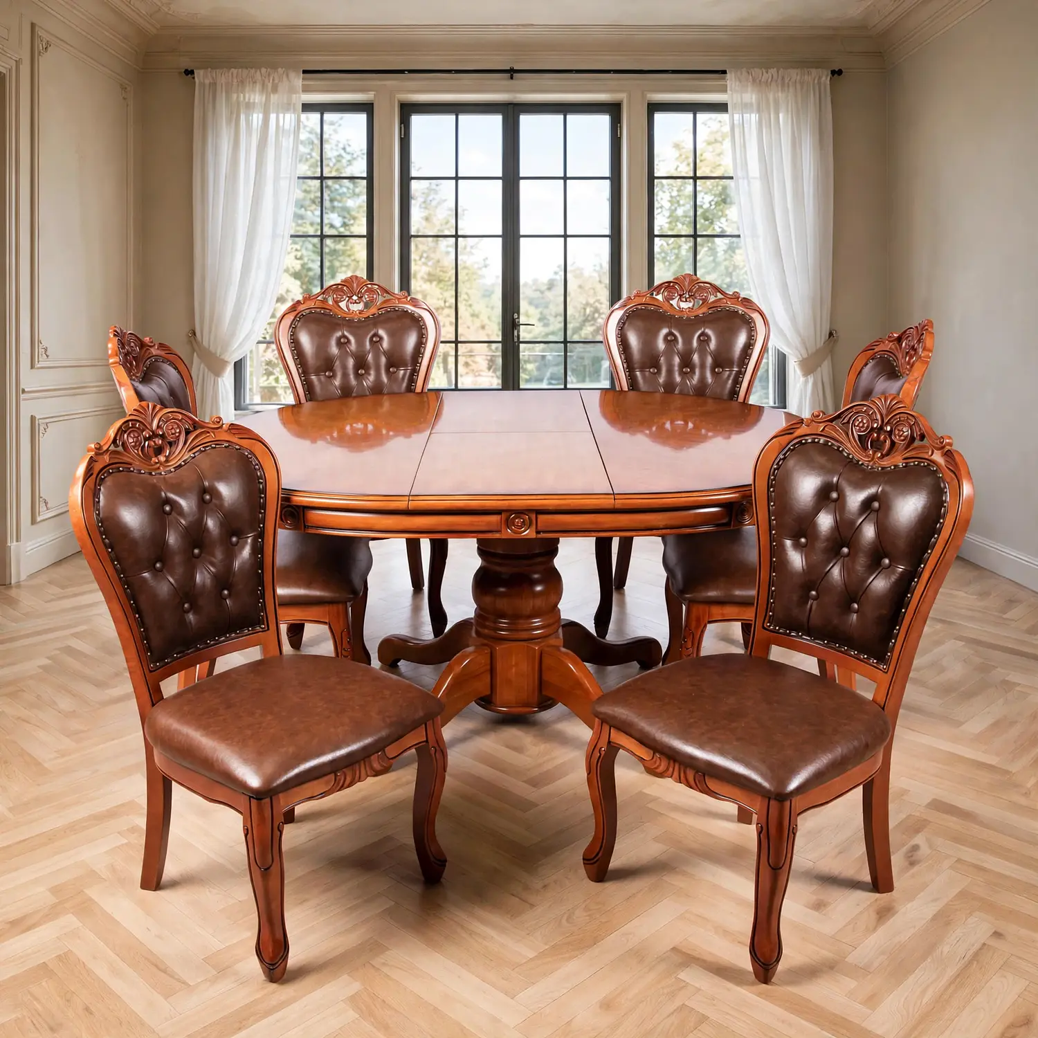 Comedor Extensible Imperial de 6 Puesto en Roble Americano 34