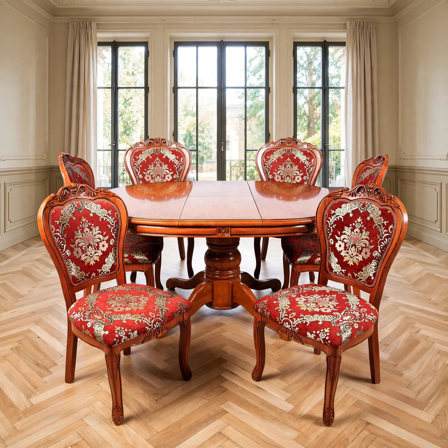 Comedor Extensible Imperial de 6 Puesto en Roble Americano 37