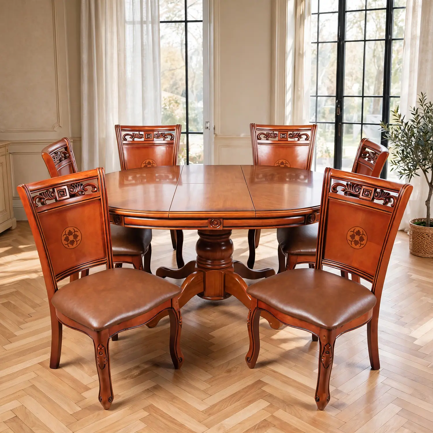 Comedor Extensible Imperial de 6 Puesto en Roble Americano 43