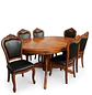 Comedor Ovalado Tallado en Madera Roble Americano 6 Puestos - Miniatura 2