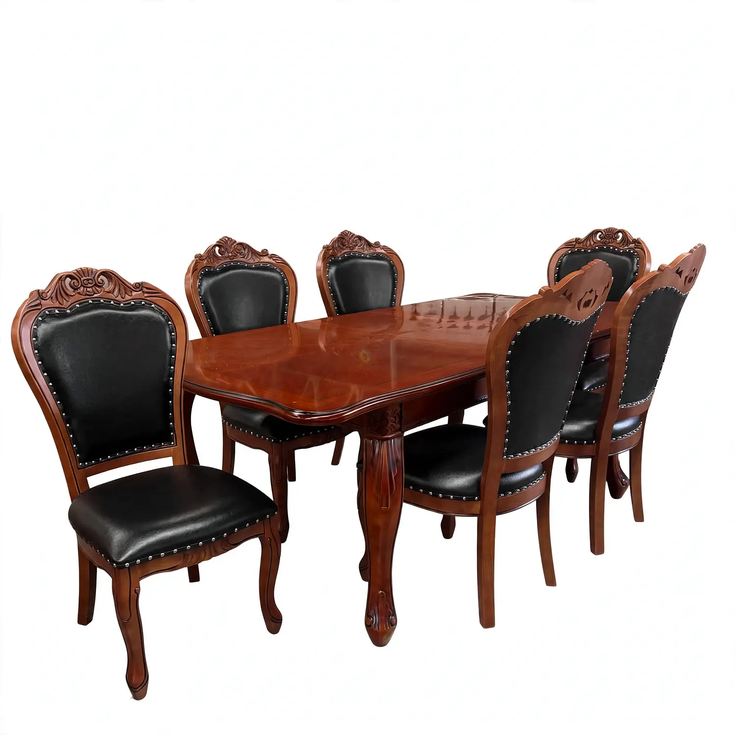 Comedor Clásico Retráctil de Roble Americano con 6 Sillas 14