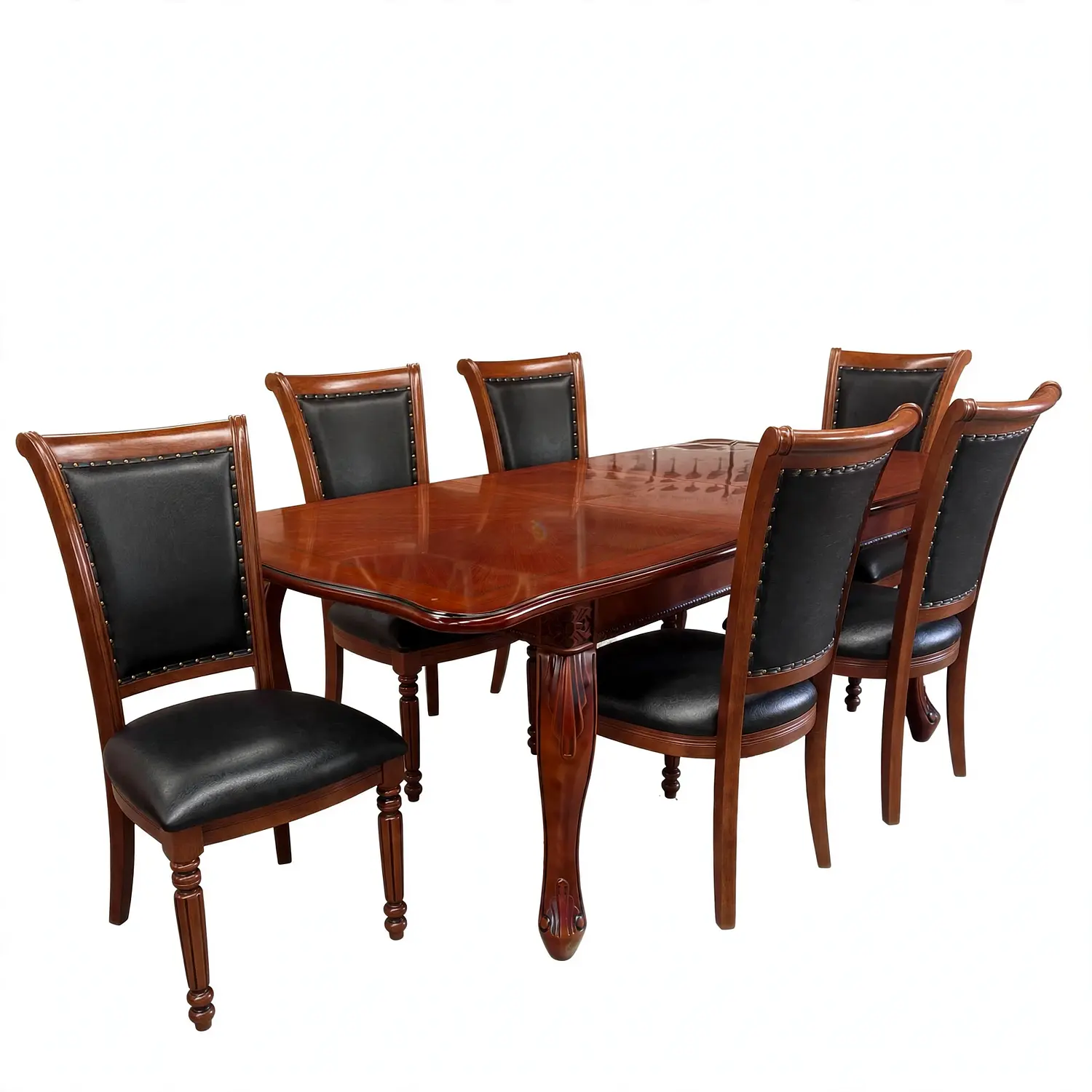 Comedor Clásico Retráctil de Roble Americano con 6 Sillas 20