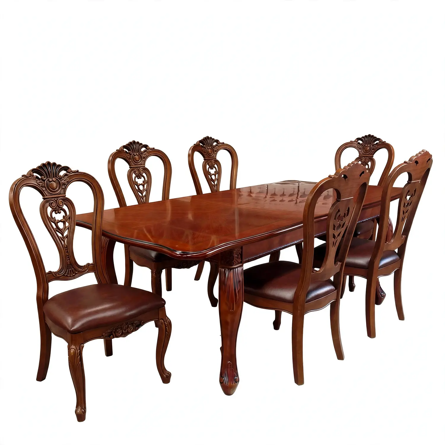 Comedor Clásico Retráctil de Roble Americano con 6 Sillas 23