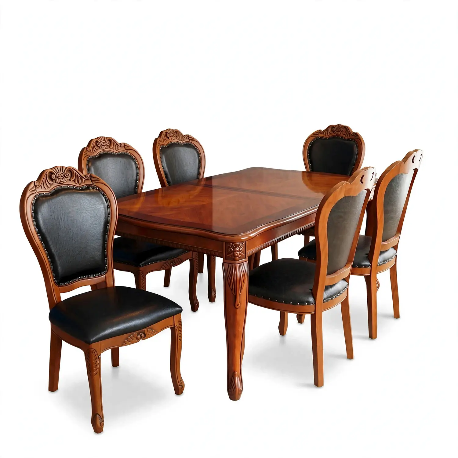 Comedor Rectangular Extensible de Madera 6 a 8 Sillas Tapizadas 5