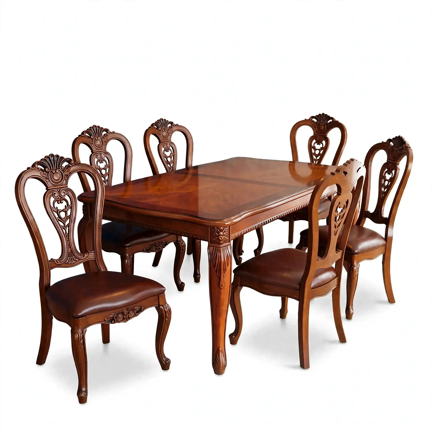 Comedor Rectangular Extensible de Madera 6 a 8 Sillas Tapizadas 11