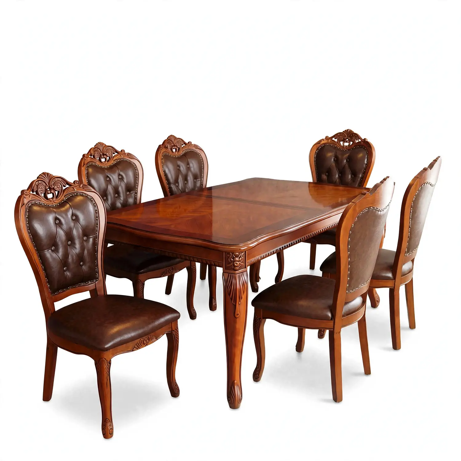 Comedor Rectangular Extensible de Madera 6 a 8 Sillas Tapizadas 20