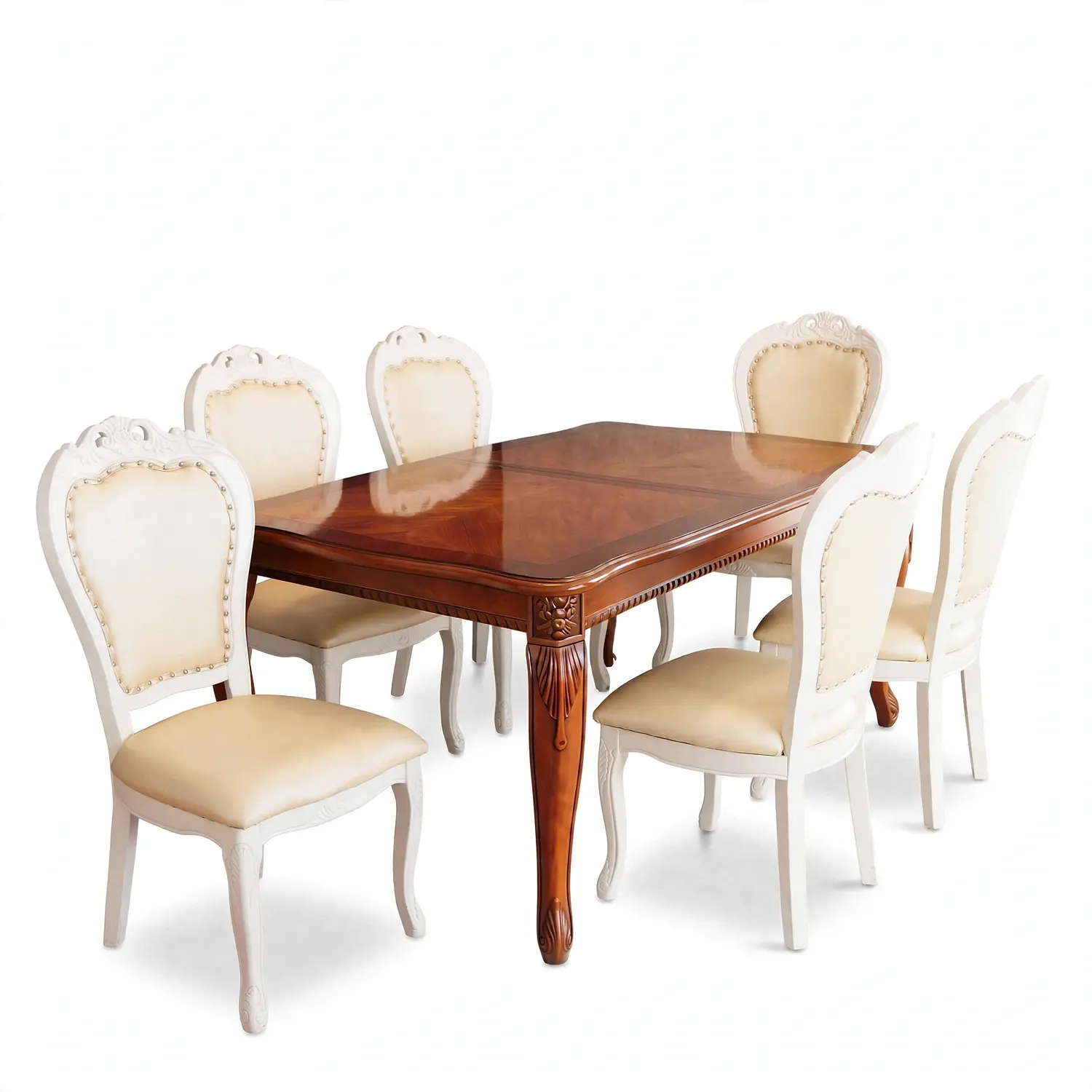 Comedor Rectangular Extensible de Madera 6 a 8 Sillas Tapizadas 23