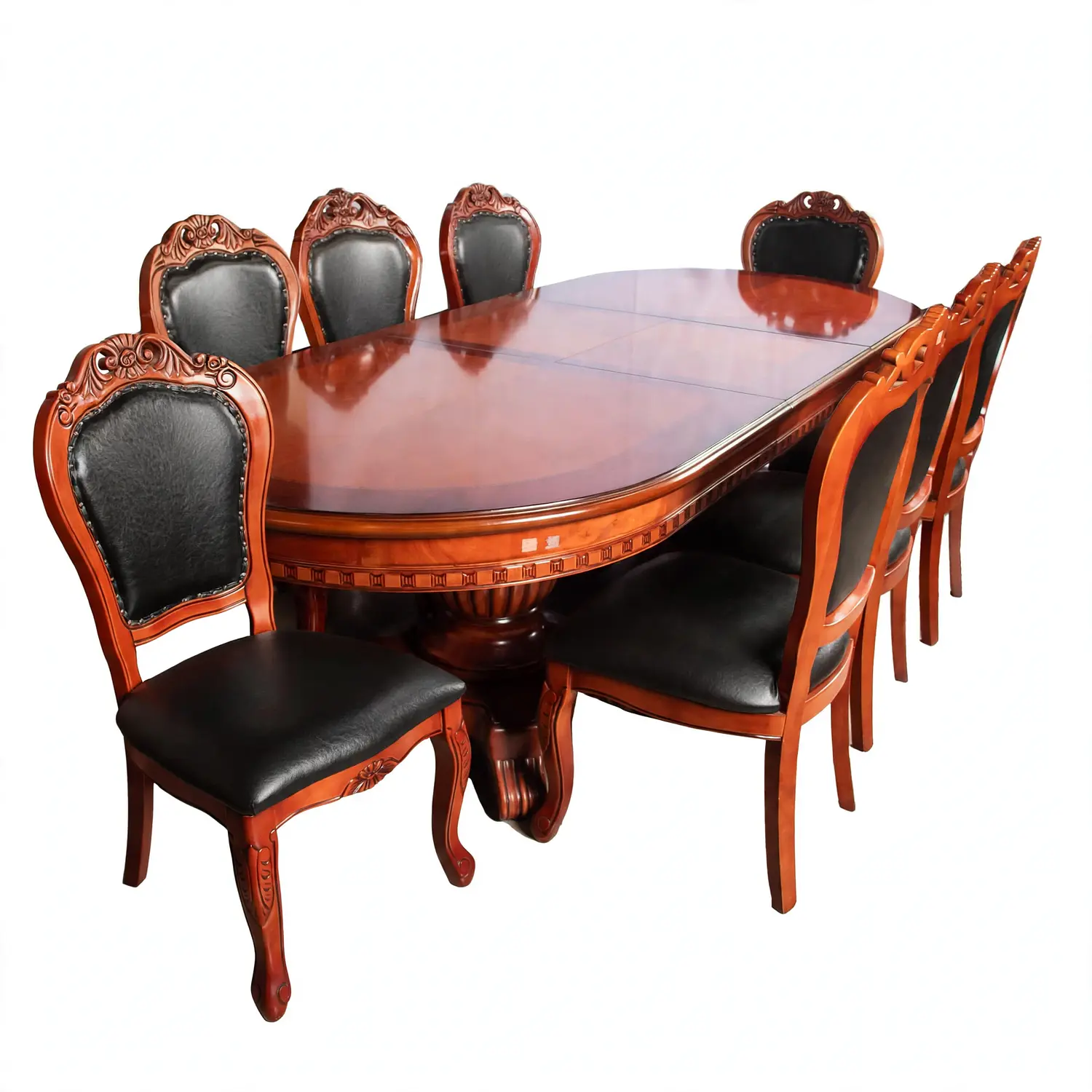 Comedor Clásico Retangular Retráctil de Madera con 8 Sillas 5