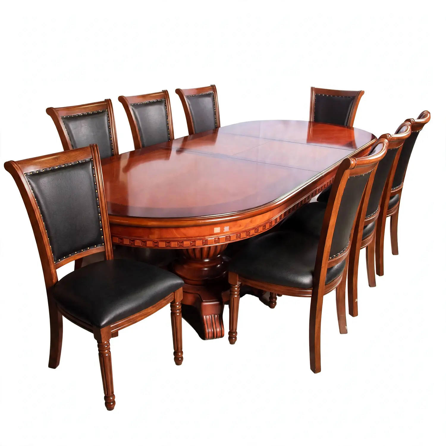 Comedor Clásico Retangular Retráctil de Madera con 8 Sillas 11