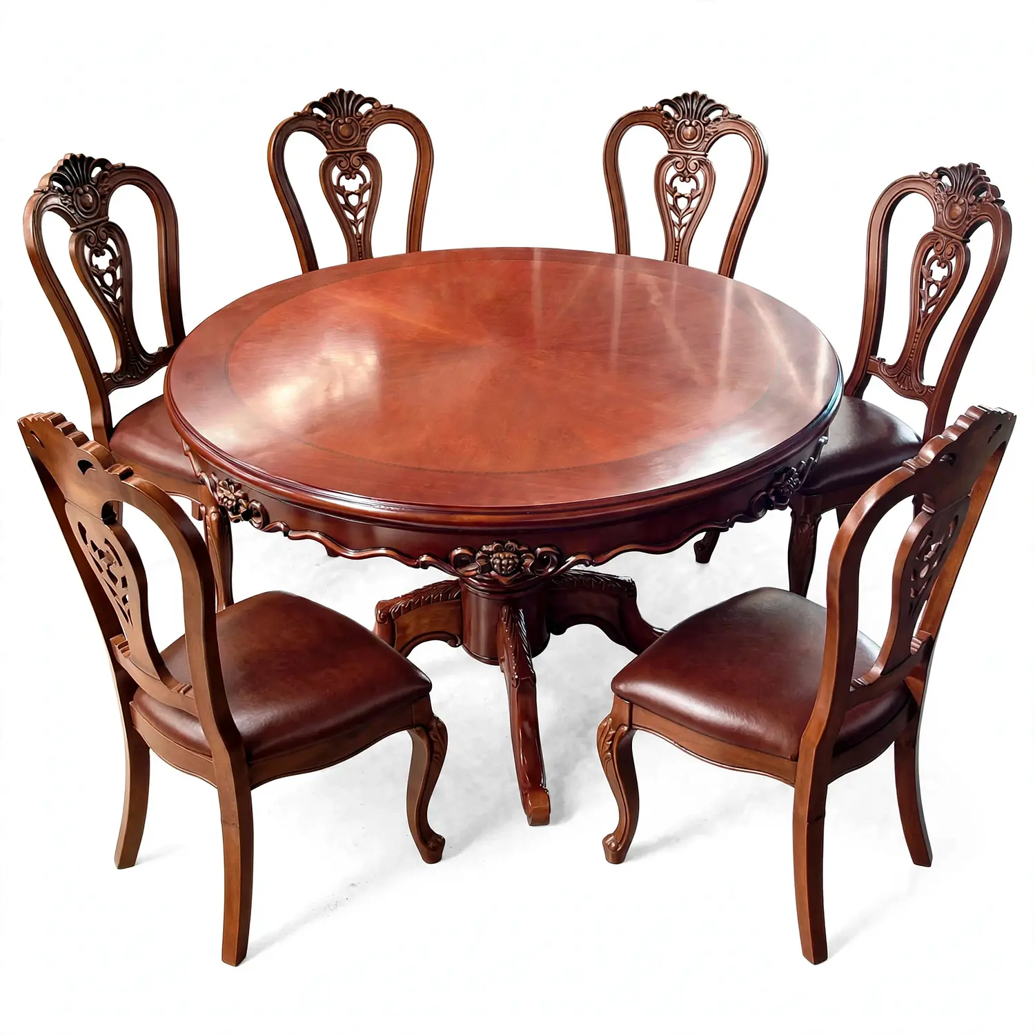 Comedor Redondo de 6 Sillas en Madera de Roble Americano 11
