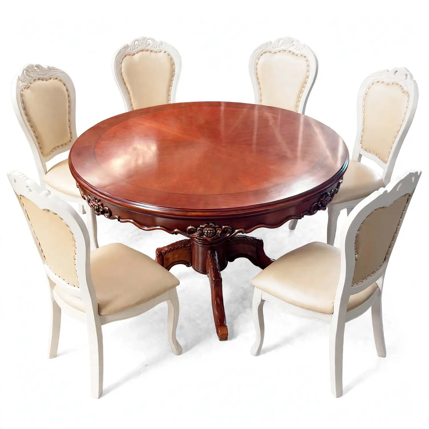 Comedor Redondo de 6 Sillas en Madera de Roble Americano 14