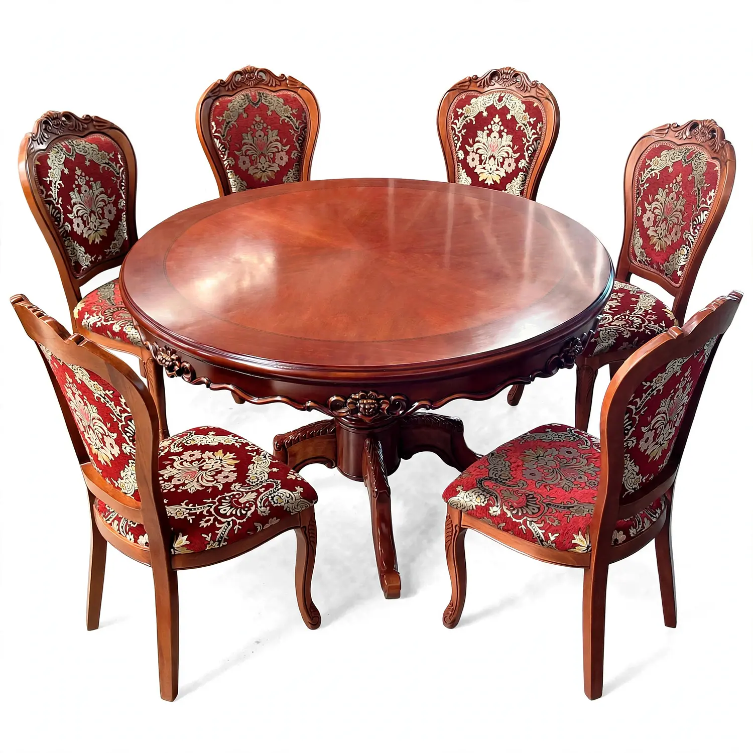 Comedor Redondo de 6 Sillas en Madera de Roble Americano 17