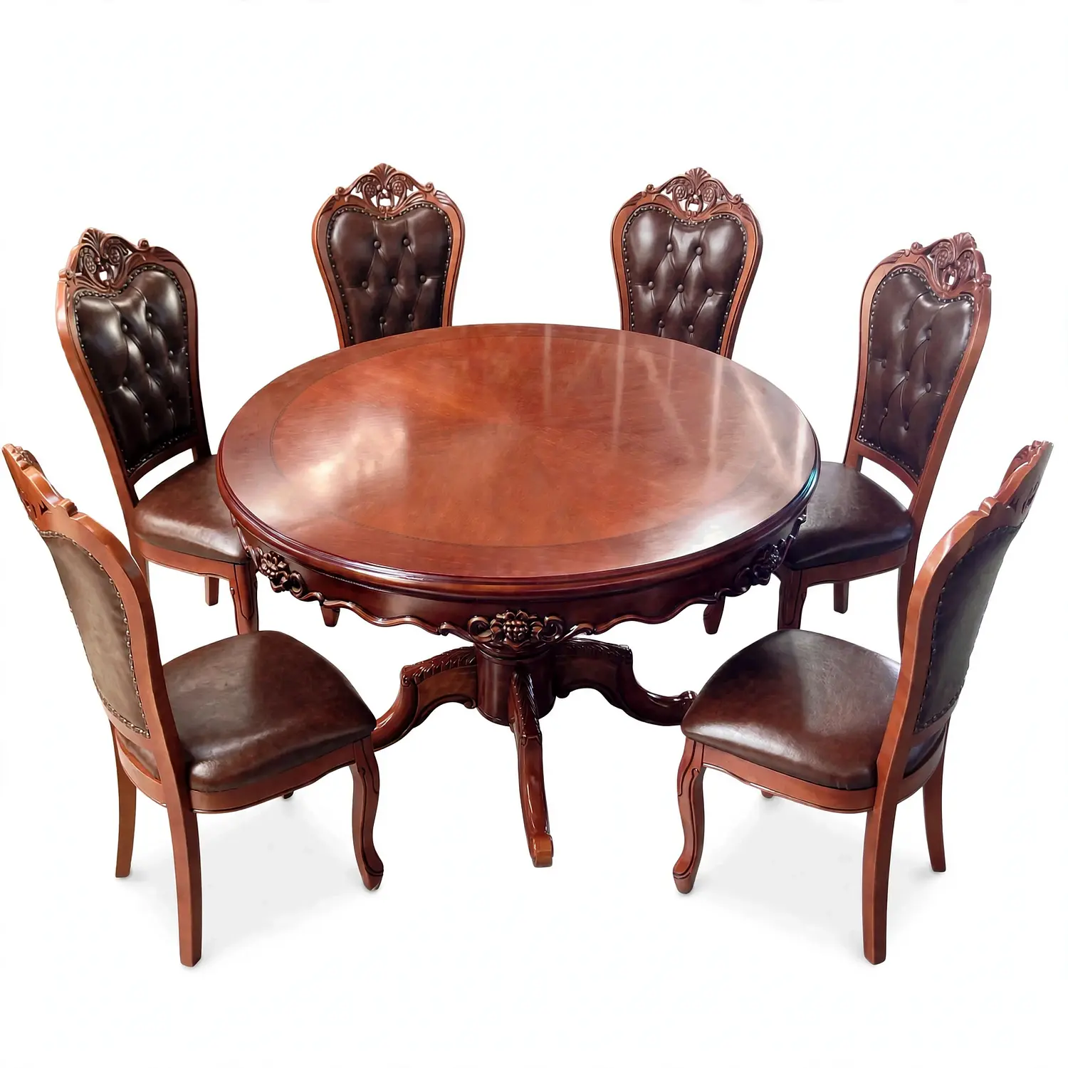 Comedor Redondo de 6 Sillas en Madera de Roble Americano 23