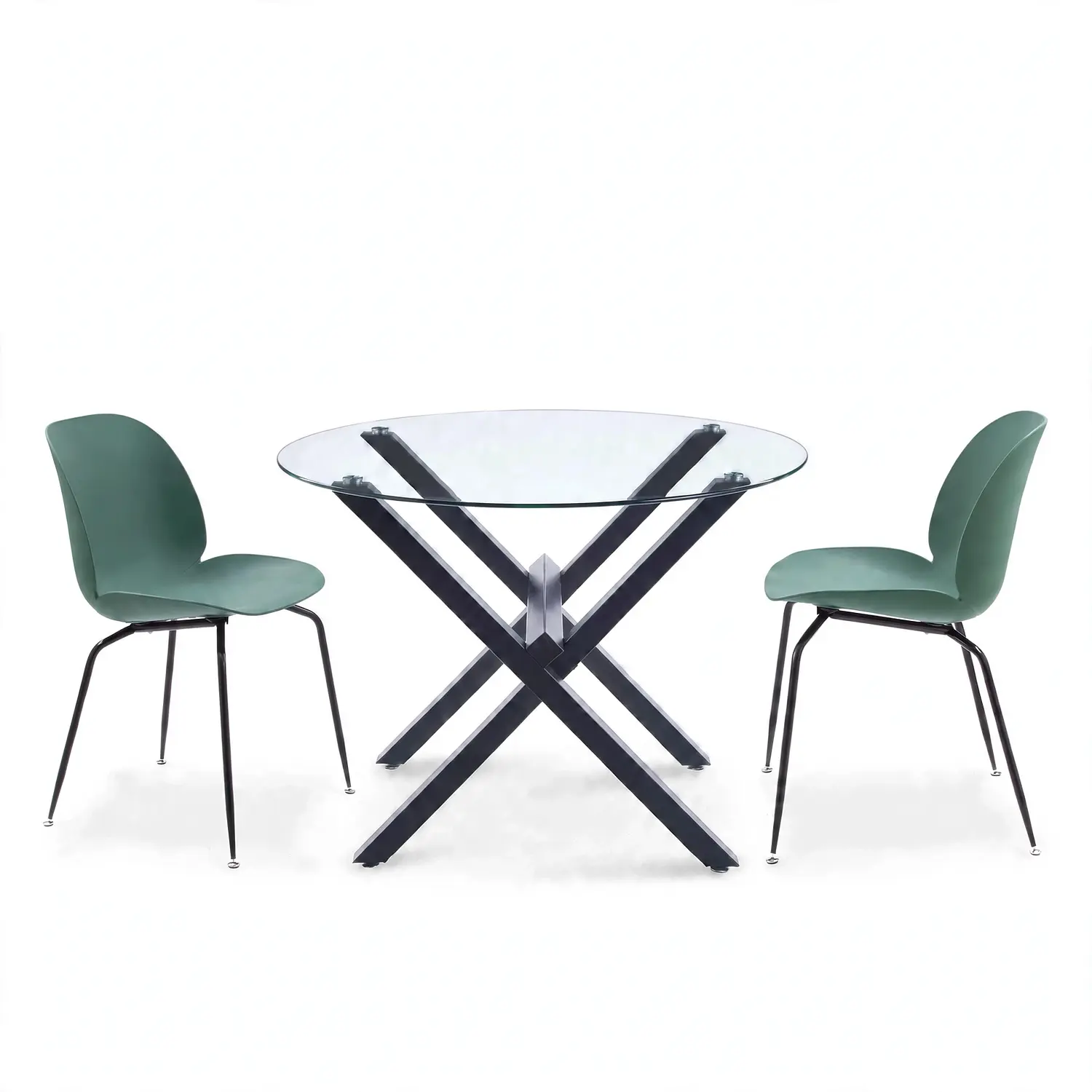 Set de Terraza de 2 Sillas y Mesa Redonda de Vidrio 110 cm 15