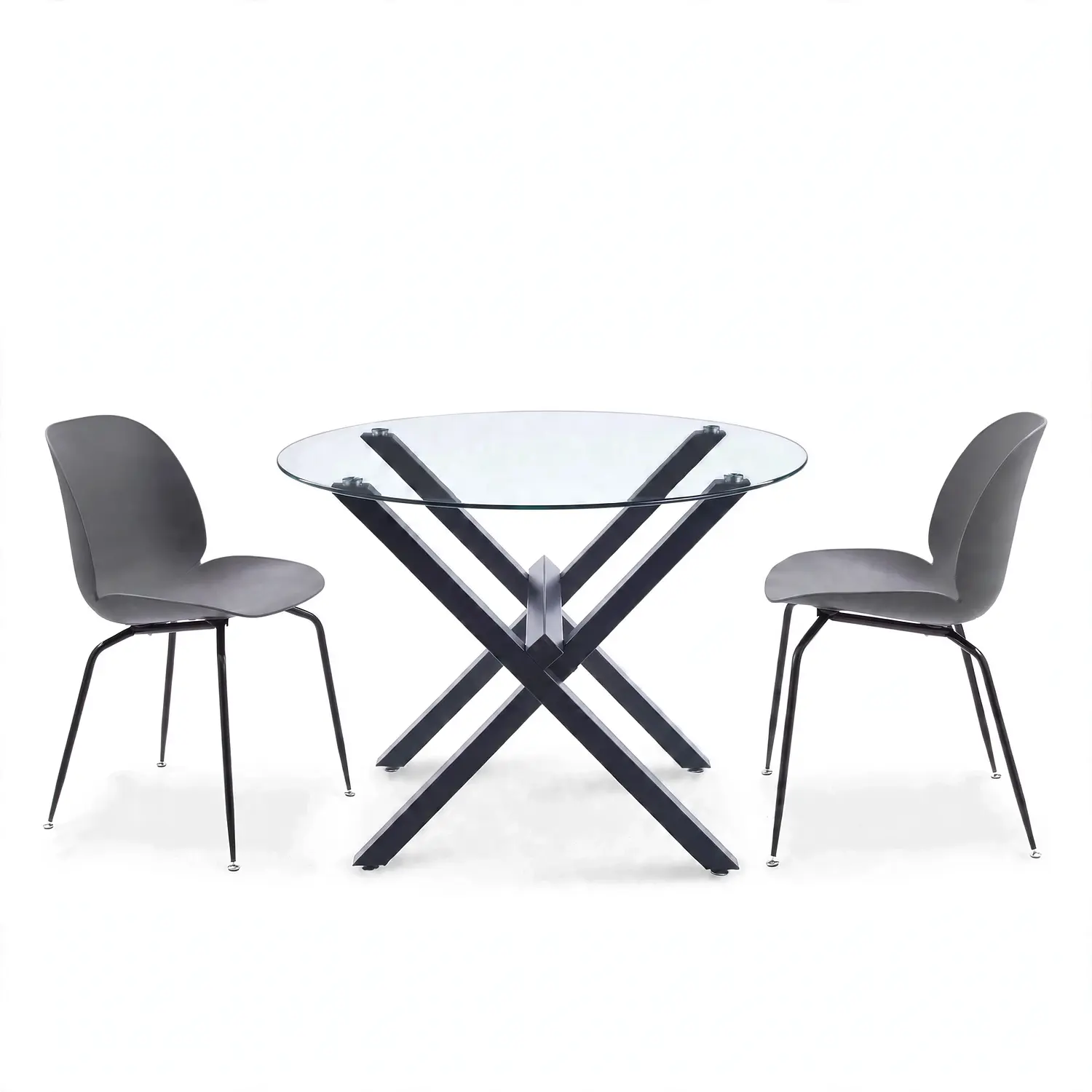 Set de Terraza de 2 Sillas y Mesa Redonda de Vidrio 110 cm 3