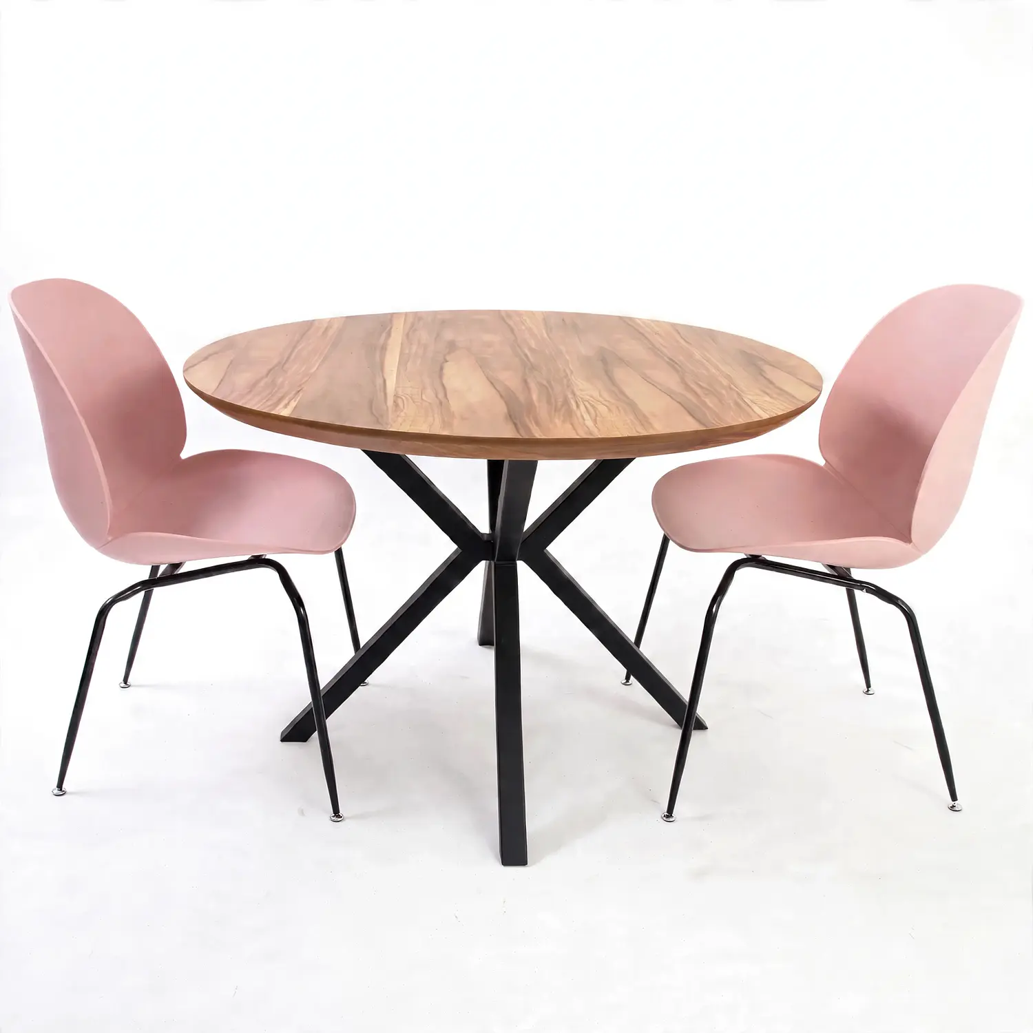 Set Mesa Rústica de Madera con 2 Sillas Beetle Patas Negras 9