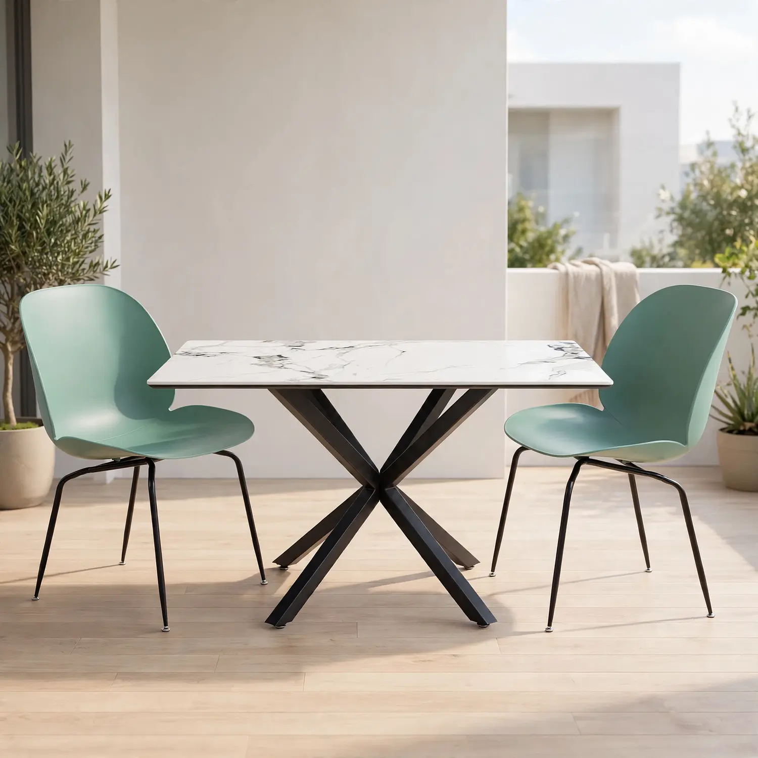 Set Comedor Madrid con 2 Sillas Beetle Patas Negra 14