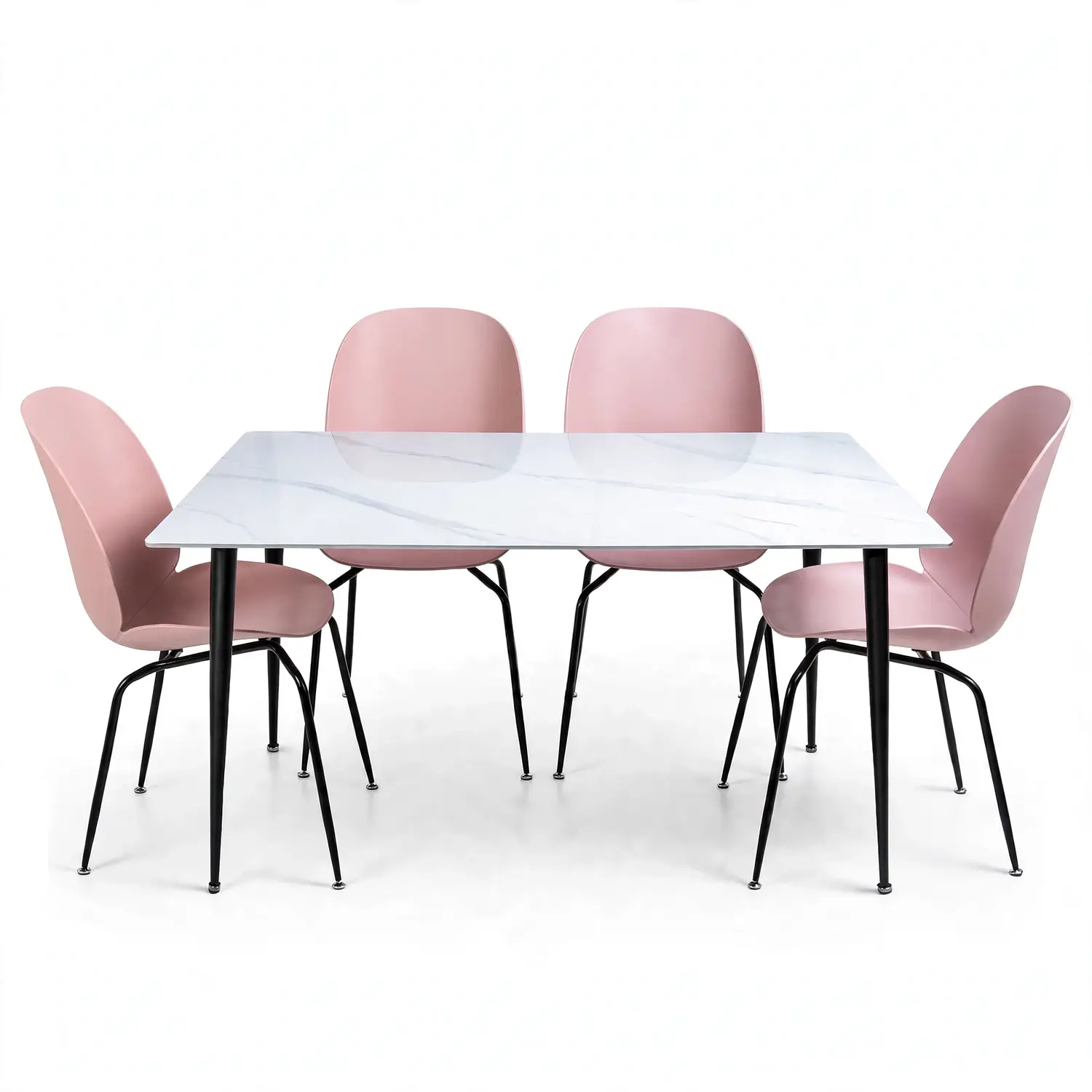 Set Comedor 4 Sillas Beetle y Mesa Rectangular Tipo Mármol  3
