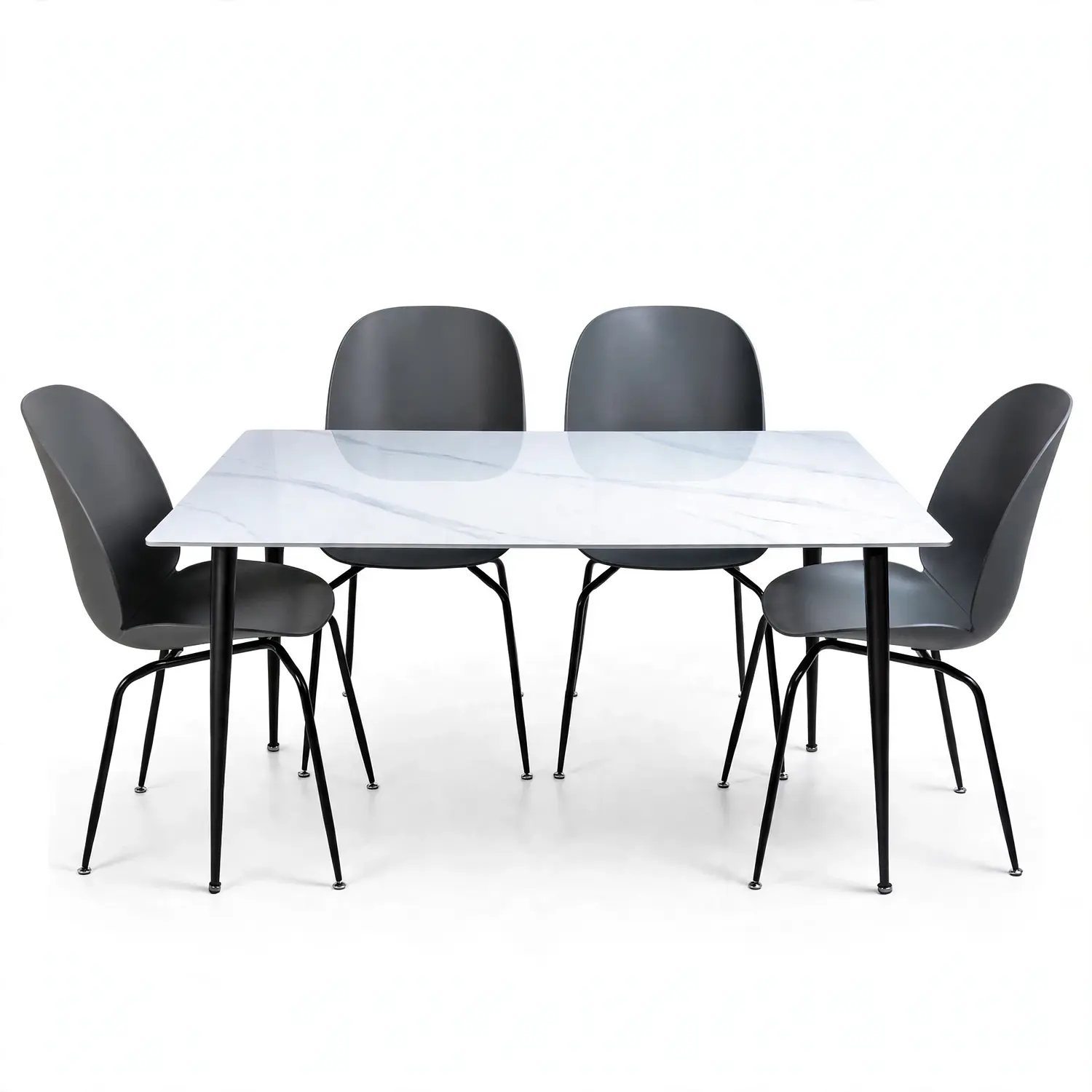 Set Comedor 4 Sillas Beetle y Mesa Rectangular Tipo Mármol  15