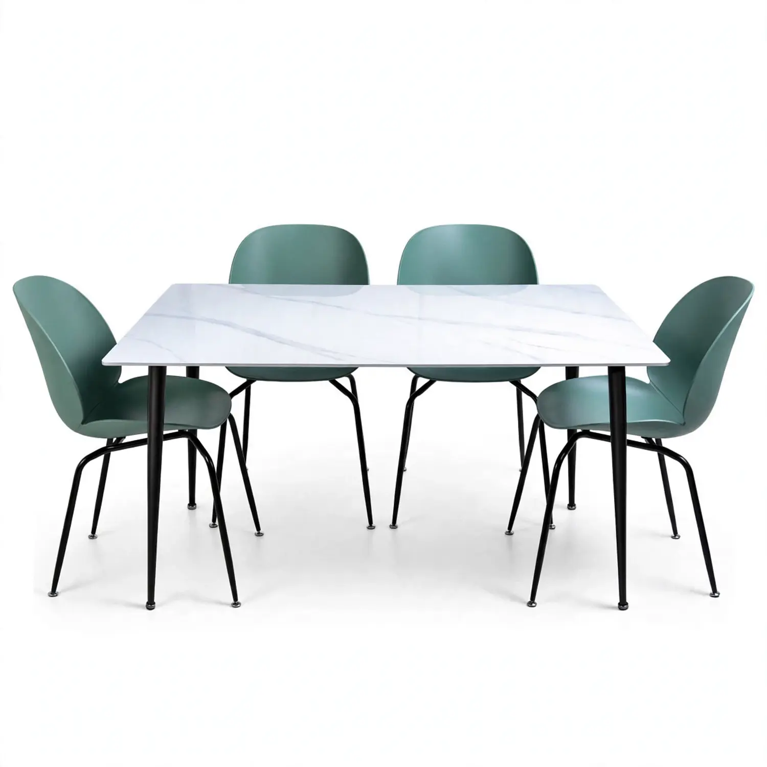 Set Comedor 4 Sillas Beetle y Mesa Rectangular Tipo Mármol  9