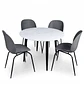 Set de 4 Sillas Beetle Patas Negra y Mesa Redonda Tipo Mármol Blanco - Miniatura 15