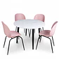 Set de 4 Sillas Beetle Patas Negra y Mesa Redonda Tipo Mármol Blanco - Miniatura 9
