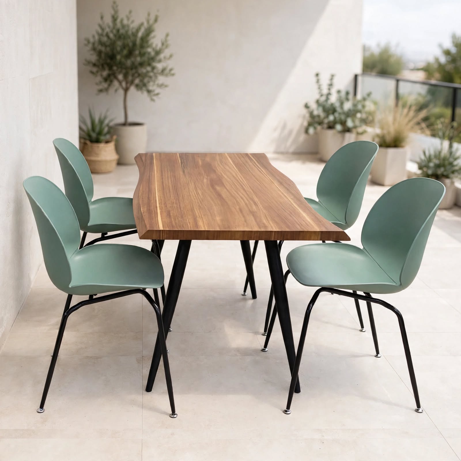 Comedor 4 Sillas Fresno + Mesa Vema Wood Madera Natural 160x80