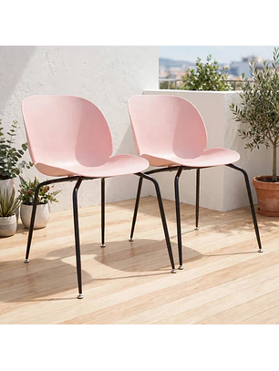 Set 2 Sillas Beetle Rosas con Patas Negras para Comedor y Terraza