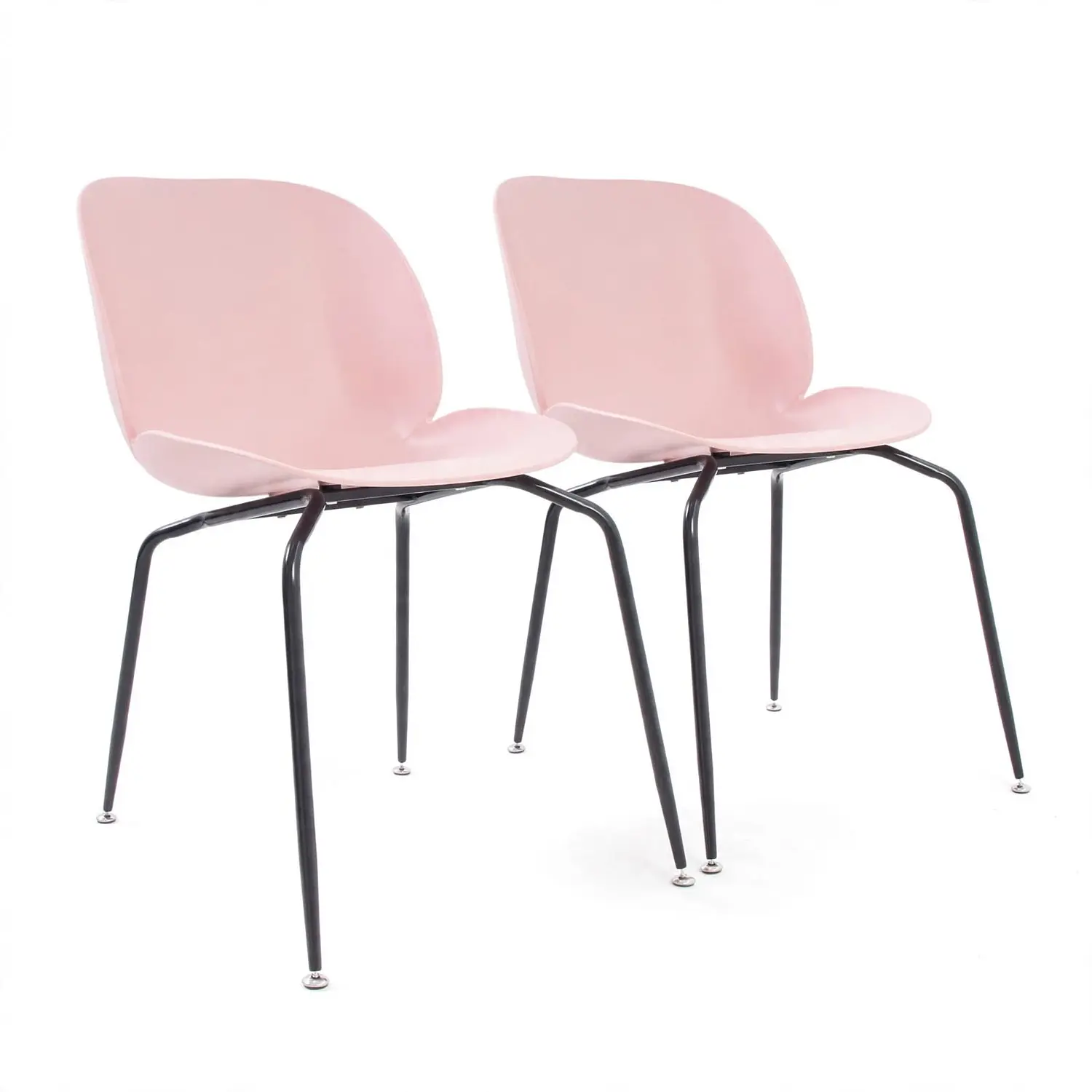 Set 2 Sillas Beetle Rosas con Patas Negras para Comedor y Terraza 3