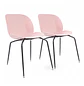 Set 2 Sillas Beetle Rosas con Patas Negras para Comedor y Terraza - Miniatura 3