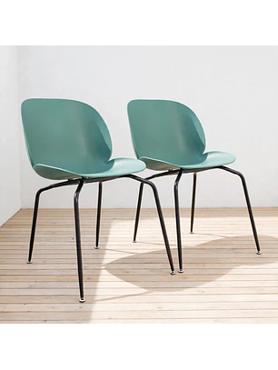 Set 2 Sillas Beetle Verde con Patas Negras para Terraza